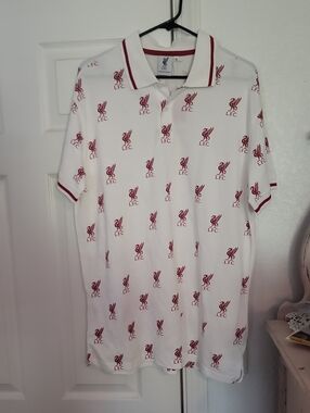 Liverpool White Polo with Red Crest All-Over Print